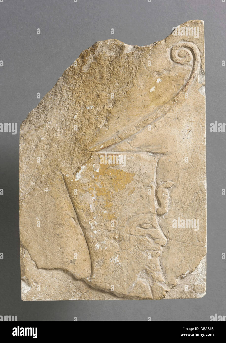 Ce relief fragmentaire d'une civilisation ancienne présente des sculptures détaillées qui représentent des scènes de la vie quotidienne ou des rituels religieux. Des reliefs comme celui-ci étaient couramment utilisés pour décorer les temples, les tombes et les monuments, offrant un aperçu de la culture et des pratiques de l'époque. Banque D'Images