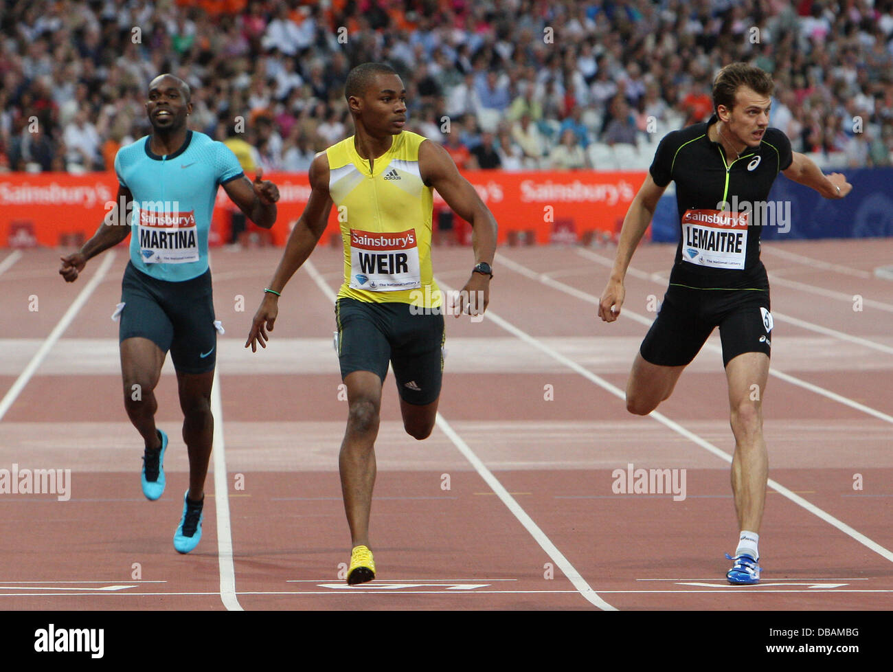 Londres, Royaume-Uni. 26 juillet 2013. Au cours de l'IAAF Diamond League Jeux Anniversaire du Stade Olympique, Queen Elizabeth Olympic Park. Warren Weir vainqueur de la mens 200M : Action Crédit Plus Sport/Alamy Live News Banque D'Images