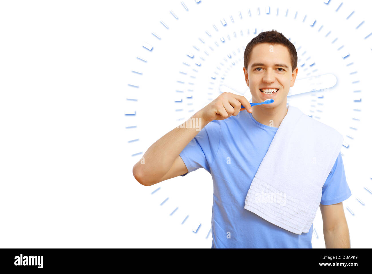 Jeune homme à la brosse à dents Banque D'Images