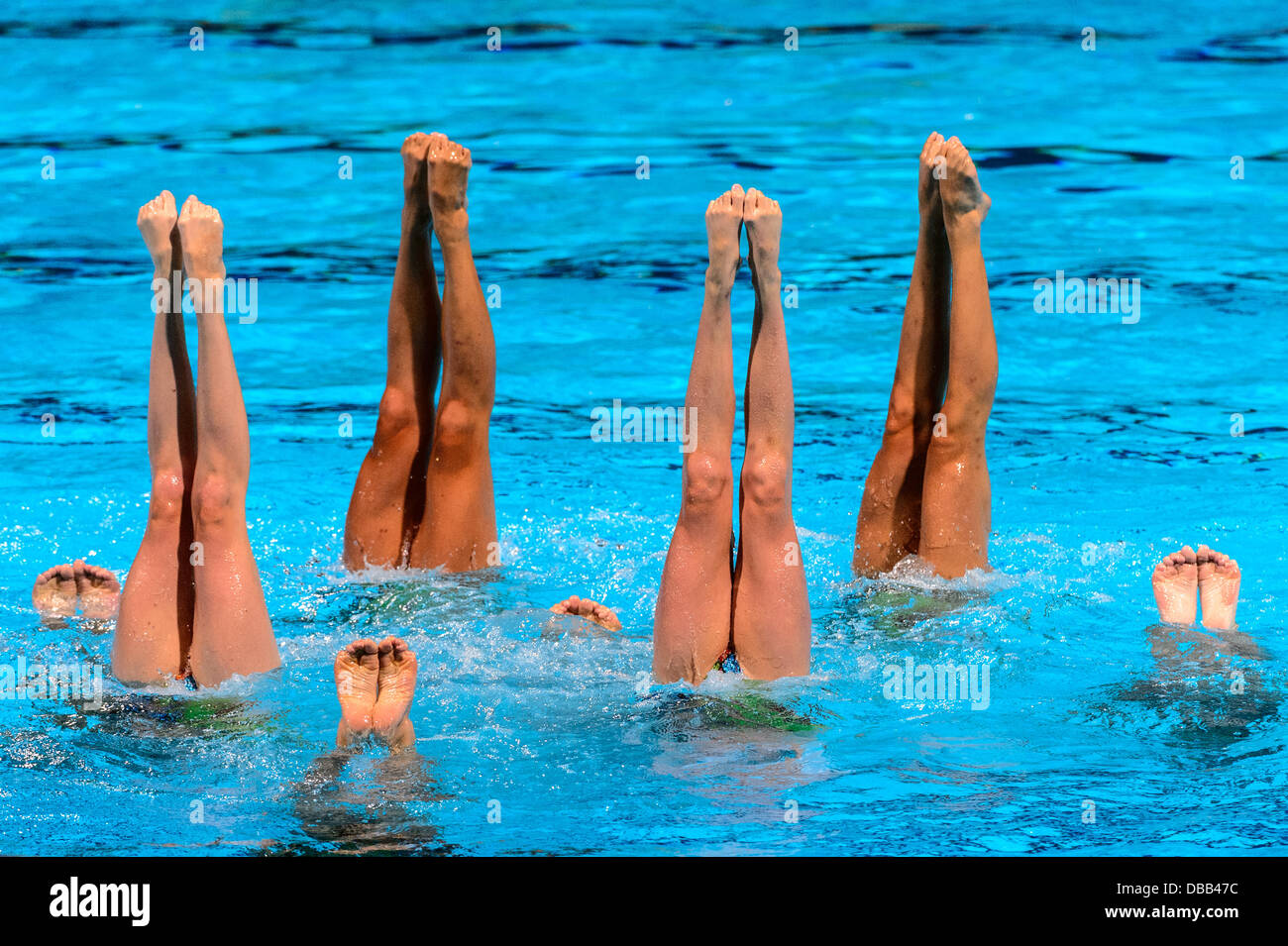 Barcelone, Espagne. 26 Juillet 2013 : l'équipe canadienne qui participe à l'équipe de natation synchronisée Programme libre finale au 15e Championnats du Monde FINA à Barcelone : Crédit matthi/Alamy Live News Banque D'Images