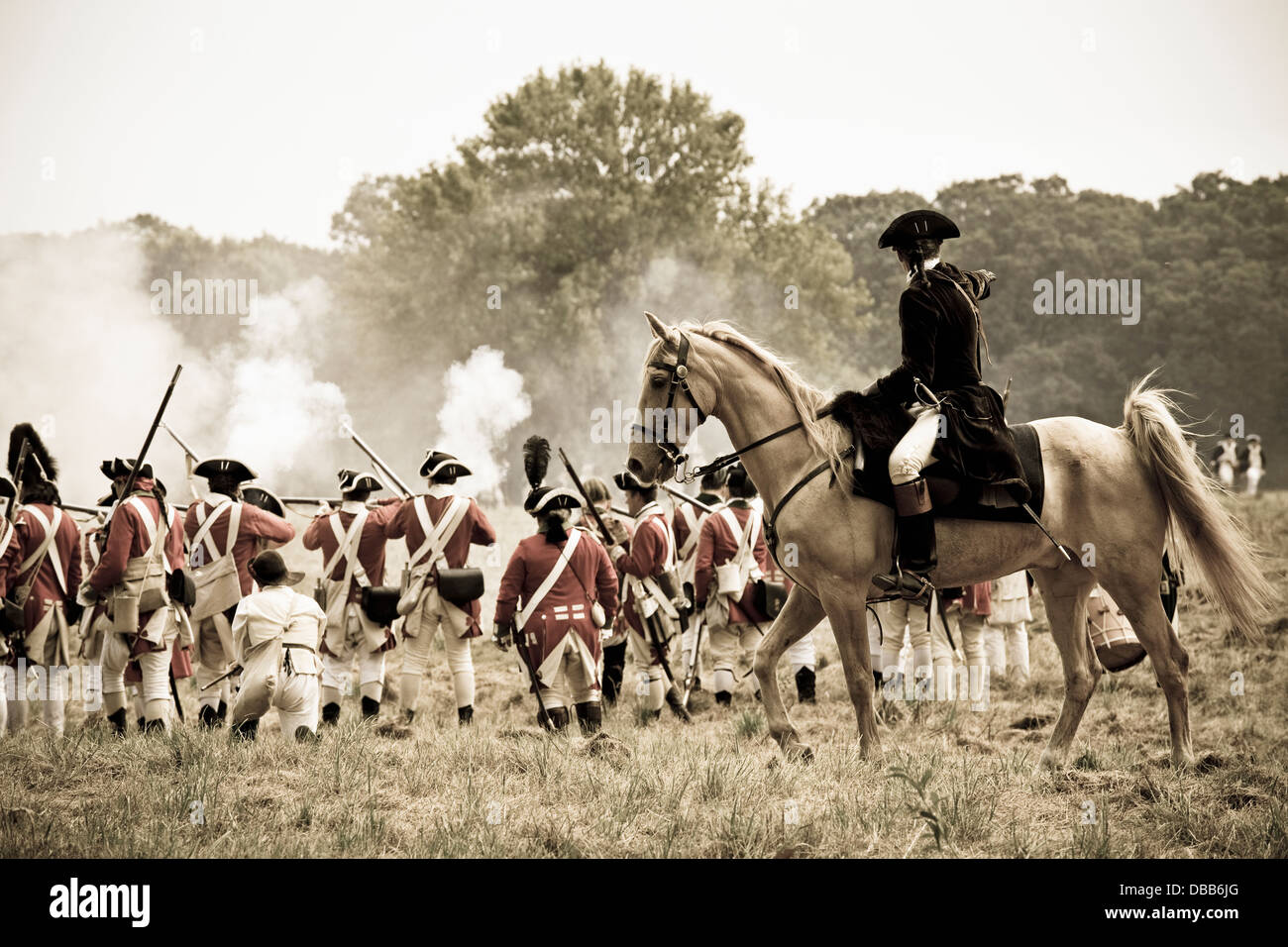 Canada, Ontario, Niagara-on-the-Lake, parc historique national du fort George, reconstitution de la guerre révolutionnaire loyaliste, soldats britanniques Banque D'Images