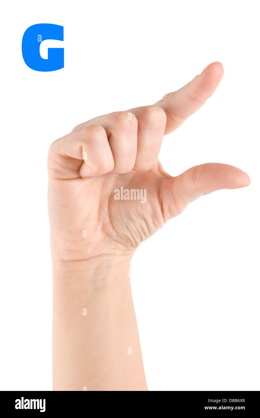 L'épellation digitale l'alphabet en langue des signes américaine (ASL). La lettre G Banque D'Images