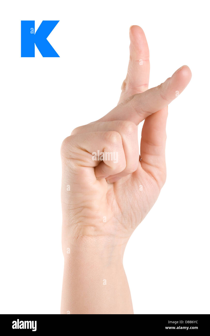 L'épellation digitale l'alphabet en langue des signes américaine (ASL). La lettre K Banque D'Images