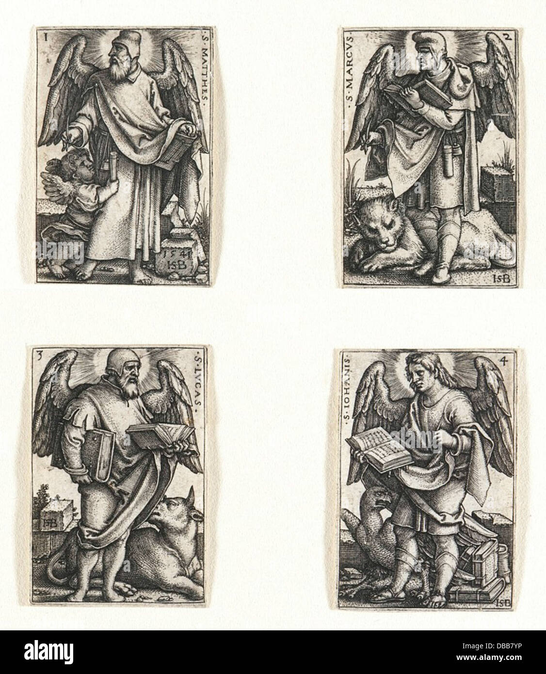 Cet ensemble d'œuvres d'art représente les quatre évangélistes, représentant les figures clés du récit évangélique chrétien. Il met l'accent sur l'iconographie religieuse et les traditions artistiques au sein des chrétiens compris Banque D'Images Cet ensemble d'œuvres d'art représente les quatre évangélistes, représentant les figures clés du récit évangélique chrétien. Il met l'accent sur l'iconographie religieuse et les traditions artistiques au sein des chrétiens compris Banque D'Images