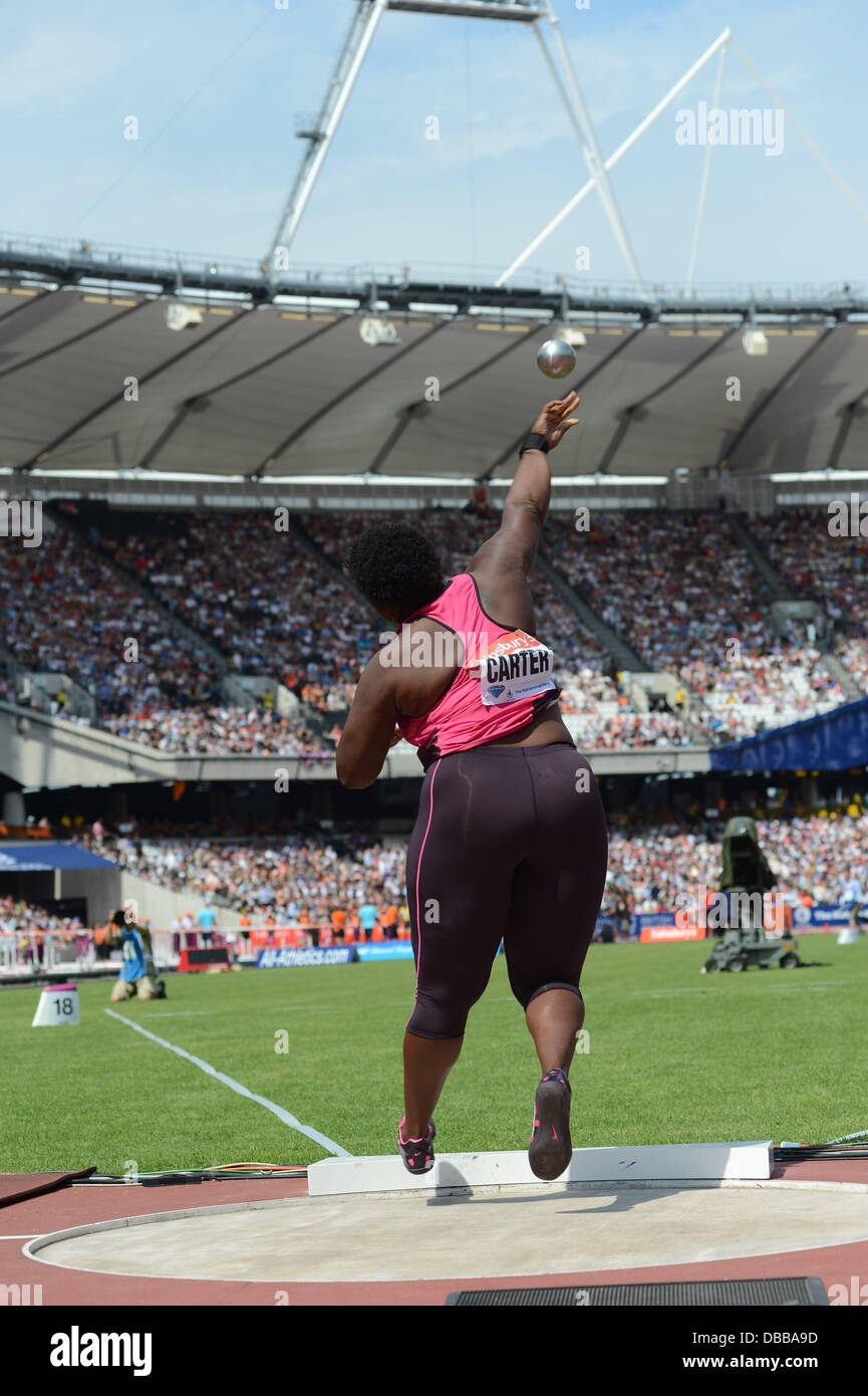 Londres, Royaume-Uni. 27 juillet 2013. Michelle Carter vient en troisième position dans le Tour de France à la London Jeux Anniversaire Diamond League meeting d'athlétisme, le 27 juillet 2013 Crédit : Martin Bateman/Alamy Live News Banque D'Images