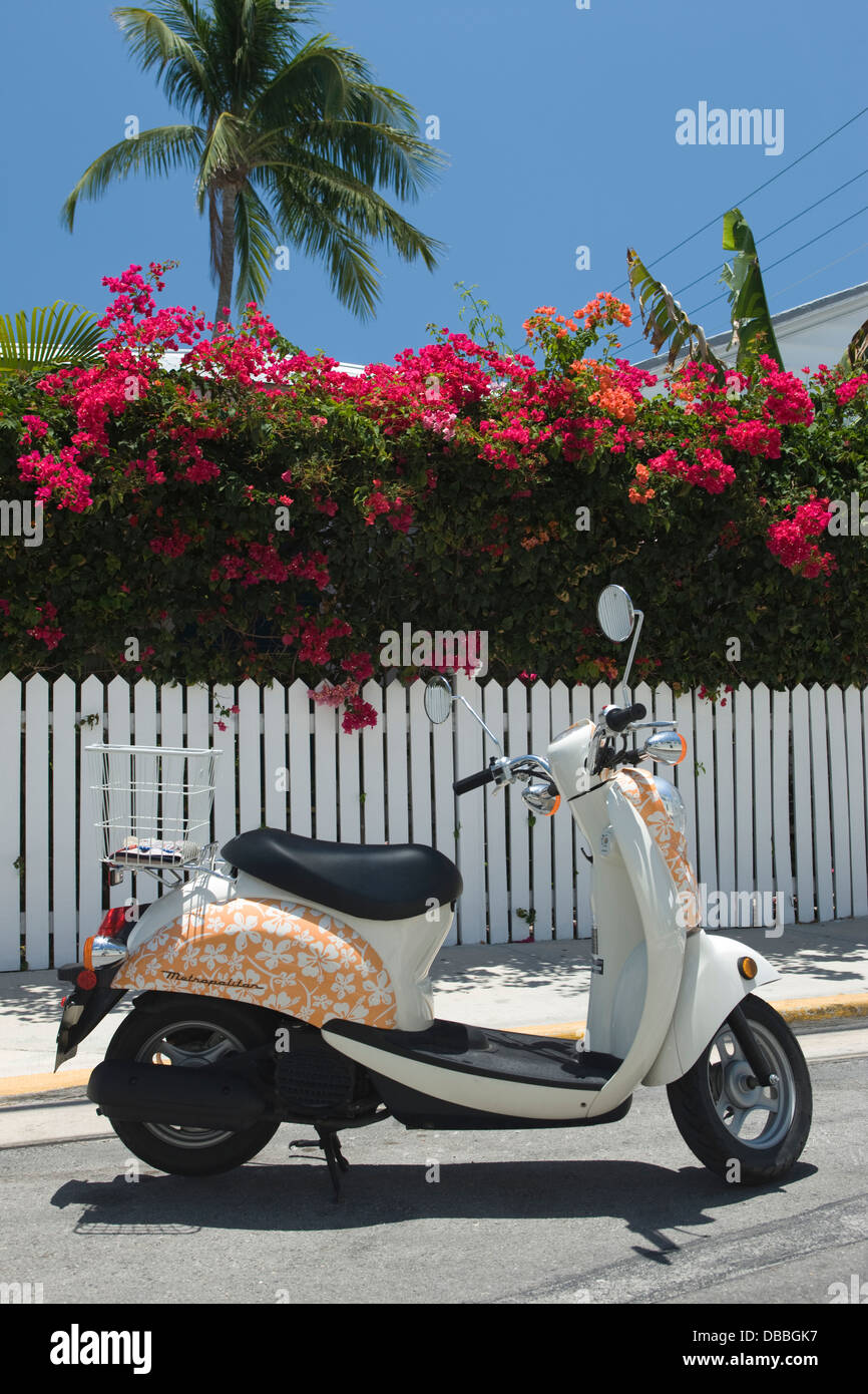 VESPA SCOOTER EN STATIONNEMENT KEY WEST FLORIDA USA Banque D'Images