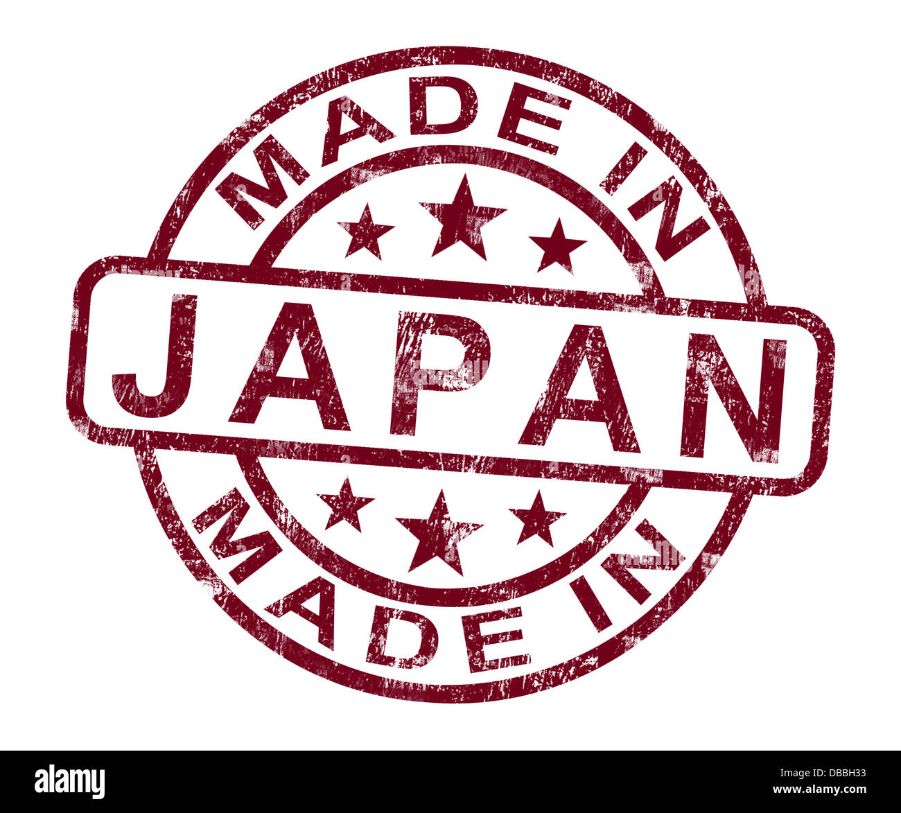 Made In Japan Stamp montre produits japonais ou produire Banque D'Images