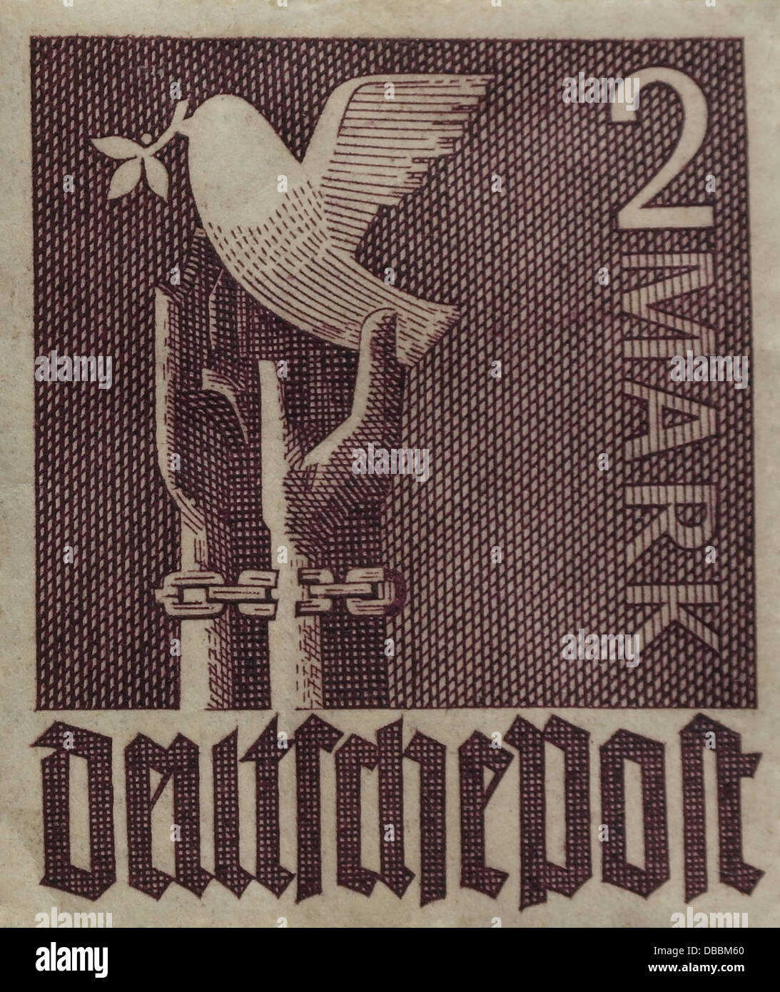 Timbre Poste Deutsche Post Dove Mains 3 Mark 1947 Estampille Photo Stock Alamy