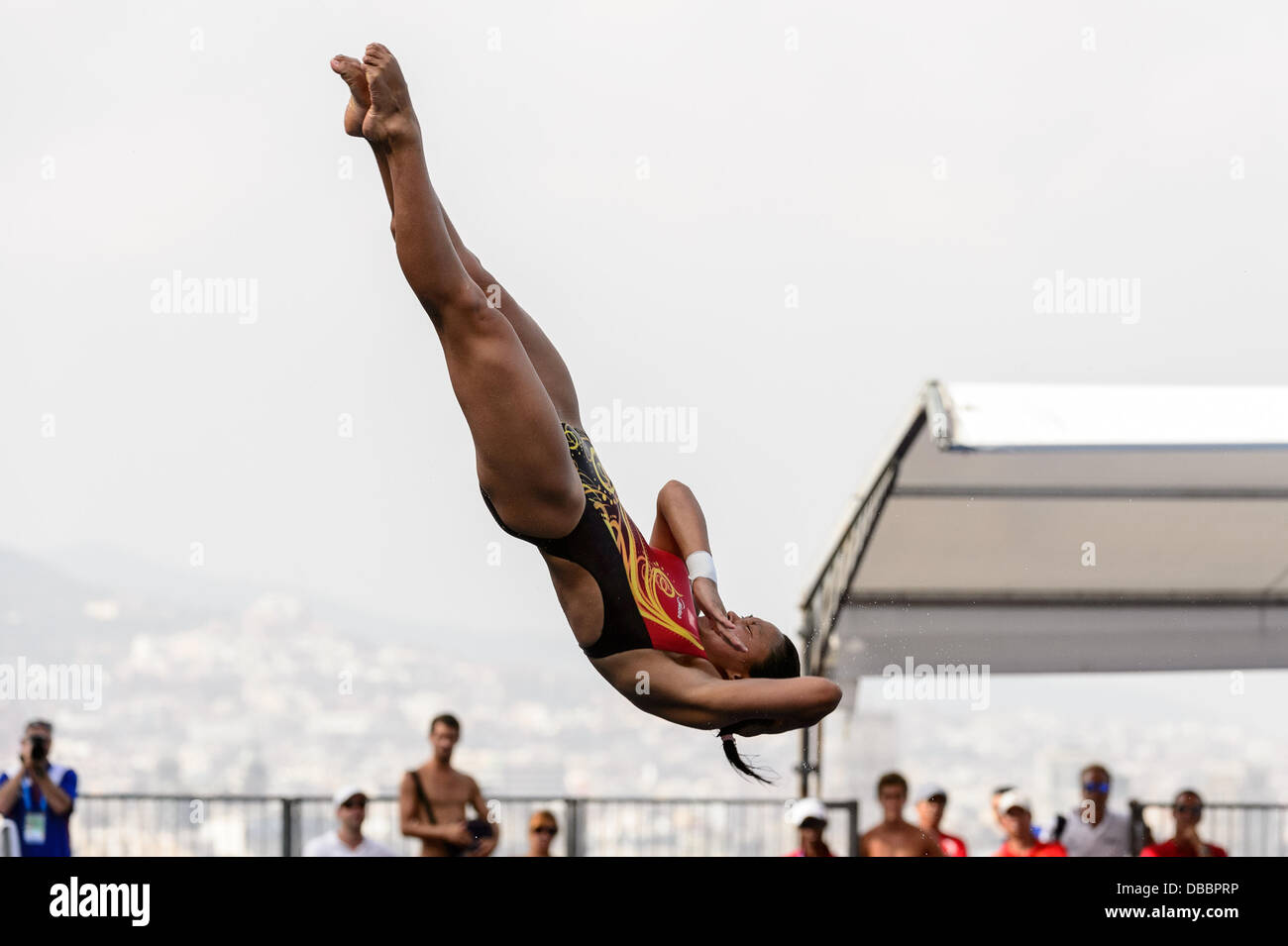 Barcelone, Espagne. 27 Juillet 2013 : China's Wang Han rivalise le tremplin 3m femmes lors de la 15e finale des Championnats du Monde FINA à Barcelone. Credit : matthi/Alamy Live News Banque D'Images