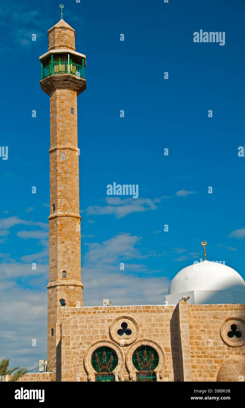 Minaret, mosquée Hassan Bek, Tel Aviv, Israël Banque D'Images
