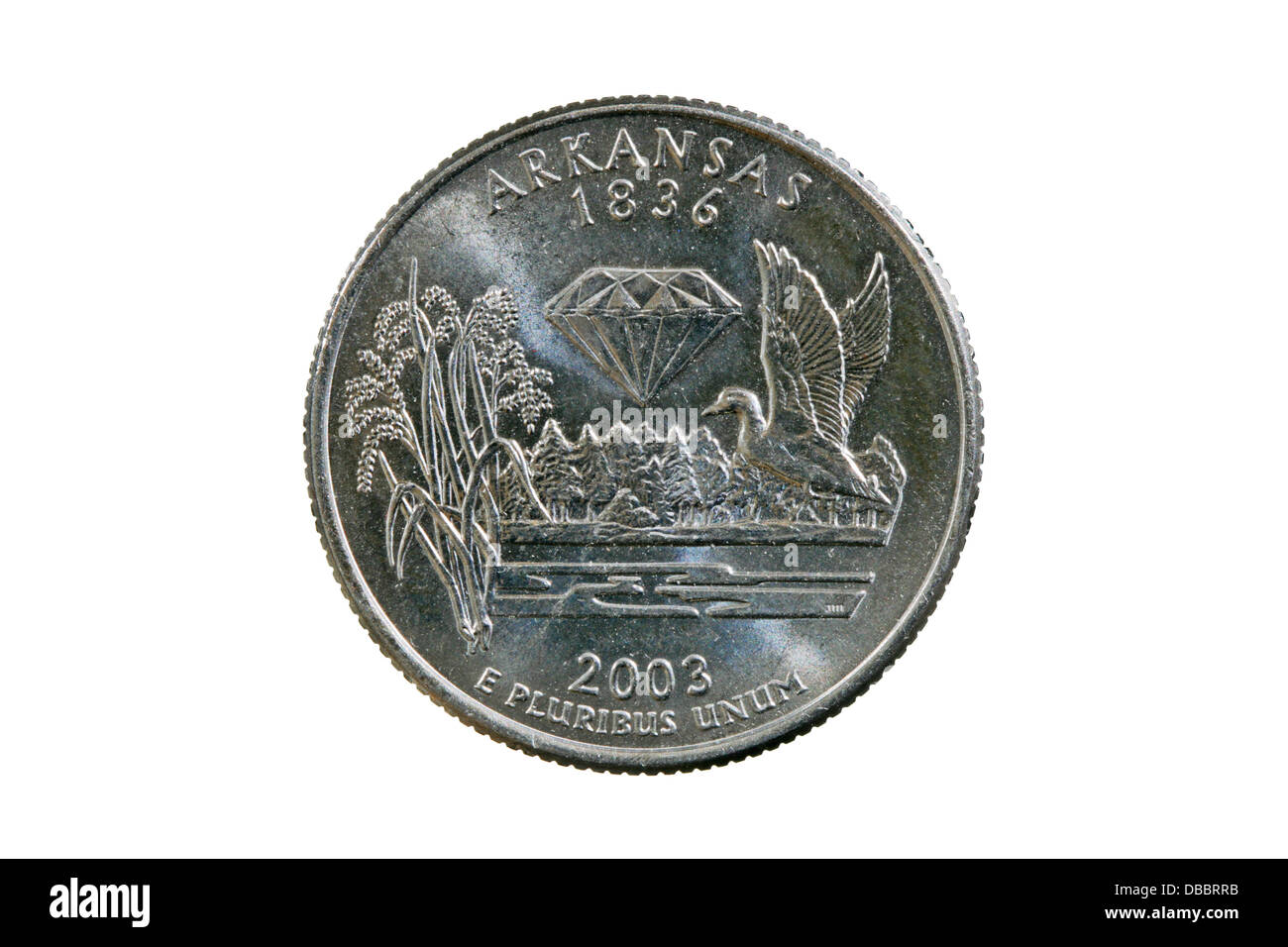 L'Arkansas State commemmorative trimestre coin isolé sur fond blanc Banque D'Images