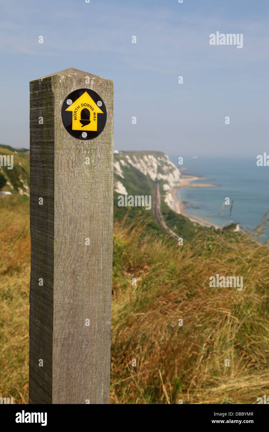 North Downs Way, le long de côte du Kent à Capel-le-ferne Banque D'Images