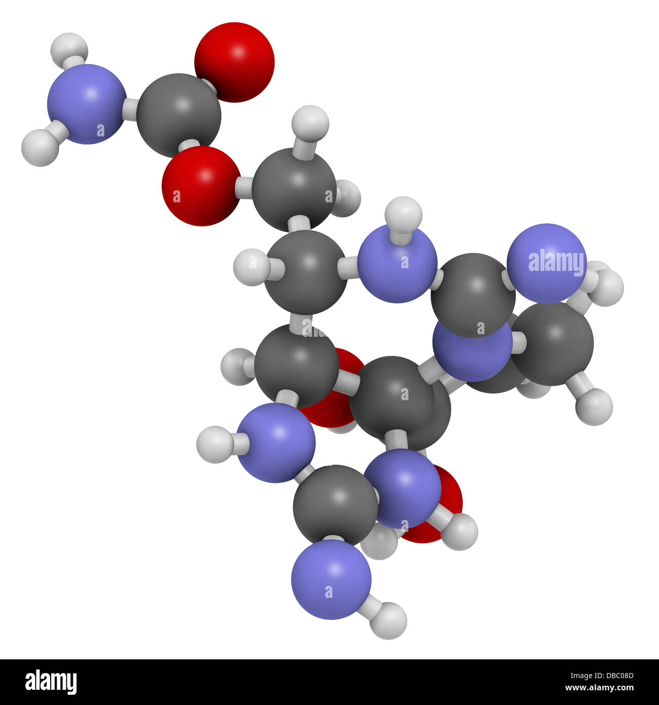 La saxitoxine (STX) toxines paralysantes des mollusques (PST), la structure chimique. Les atomes sont représentés comme des sphères de couleur classiques Banque D'Images