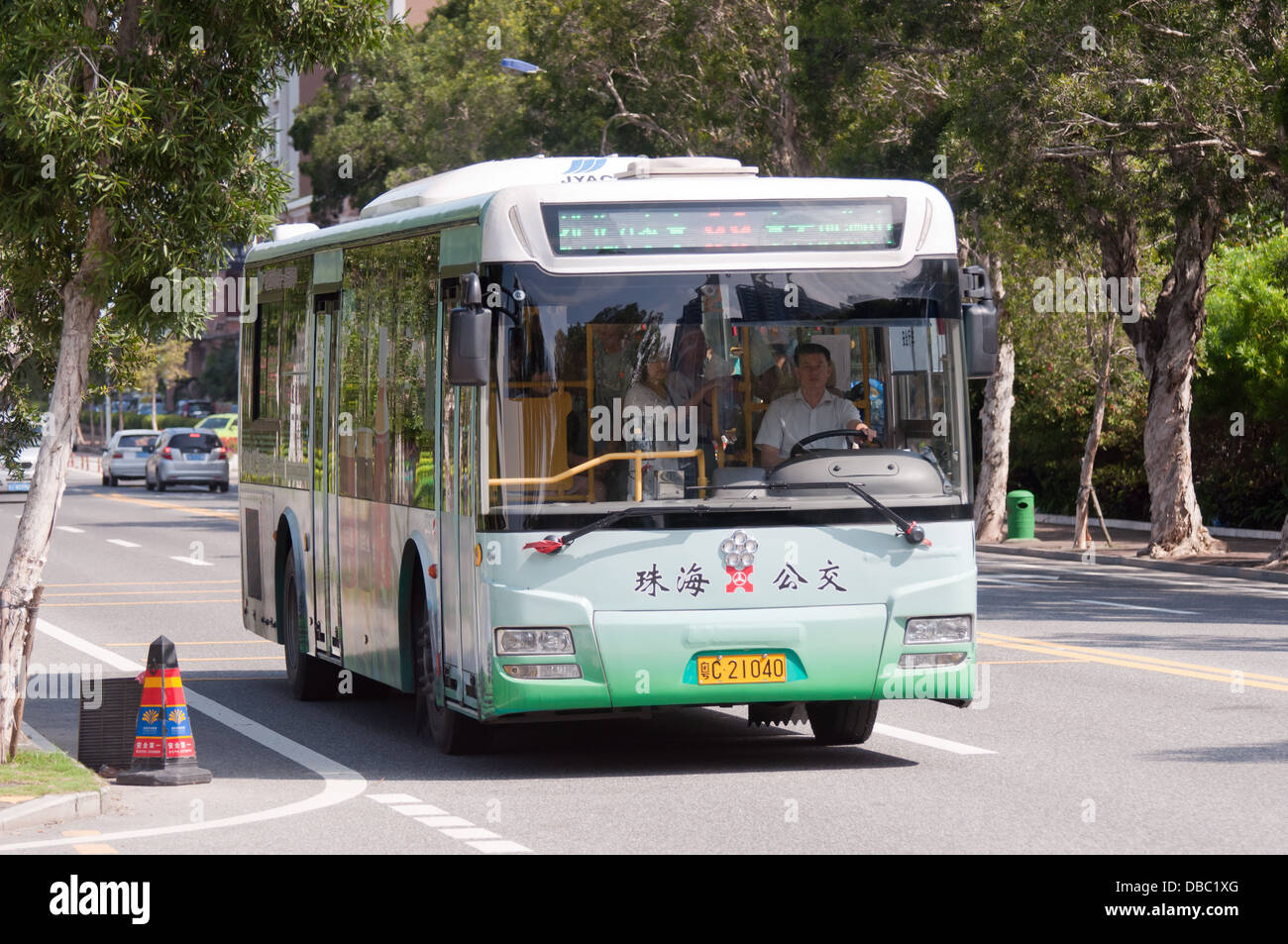 En bus de la ville de Zhuhai, Chine Banque D'Images