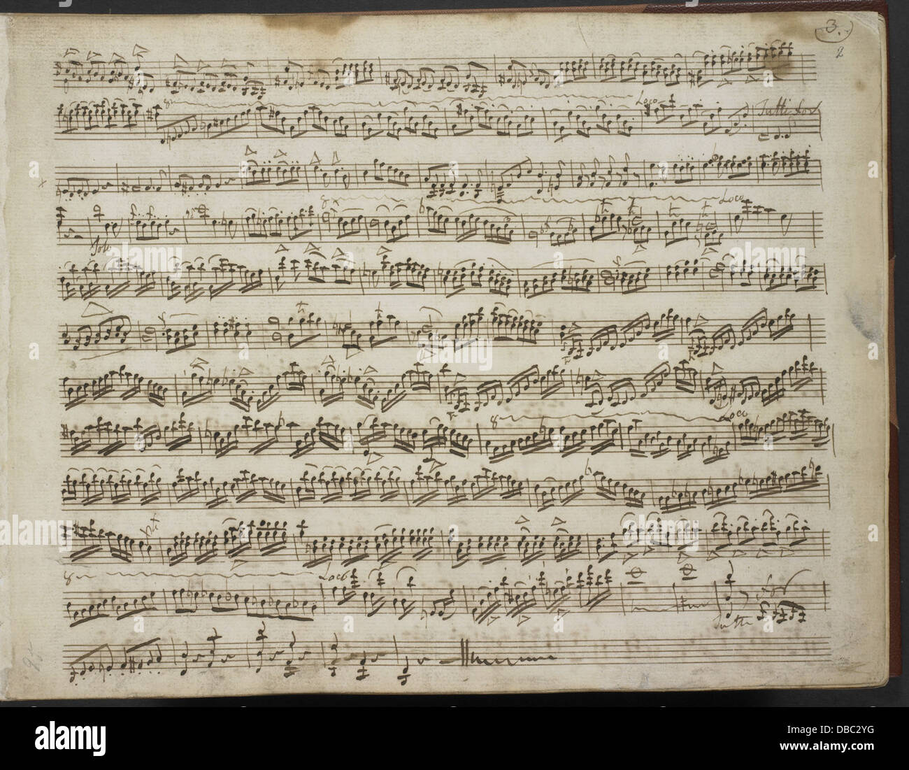 Ce manuscrit contient des esquisses pour un concerto pour violon de Charles Weichsel, présentant les idées musicales du compositeur et les premières ébauches du concerto, offrant un aperçu de son processus créatif. Banque D'Images