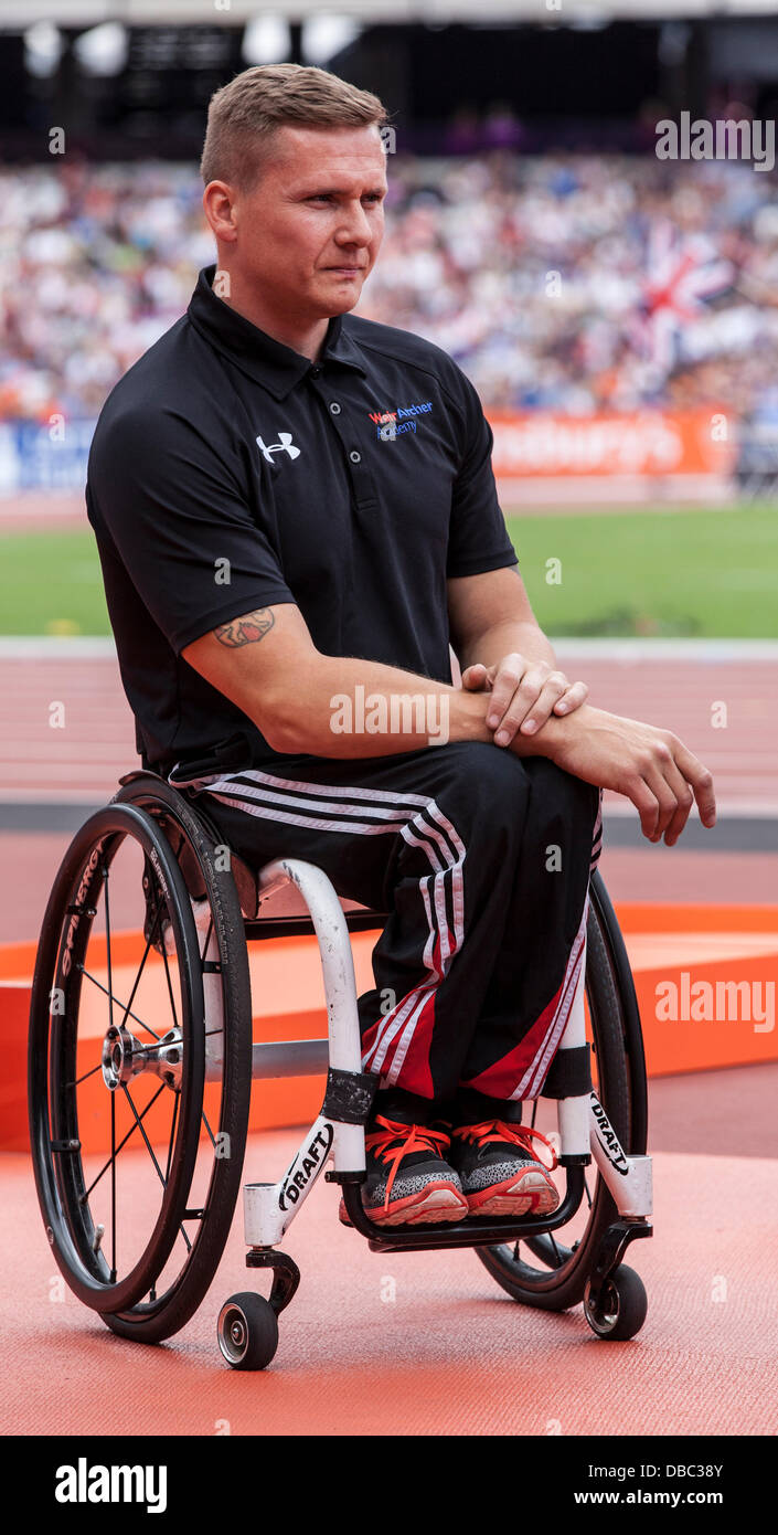 Londres, Royaume-Uni. 28 juillet, 2013. Médaillé d'or olympique David Weir au Sainsbury's Para International Challenge à Londres. Crédit photo : : Rebecca Andrews/Alamy Live News Banque D'Images