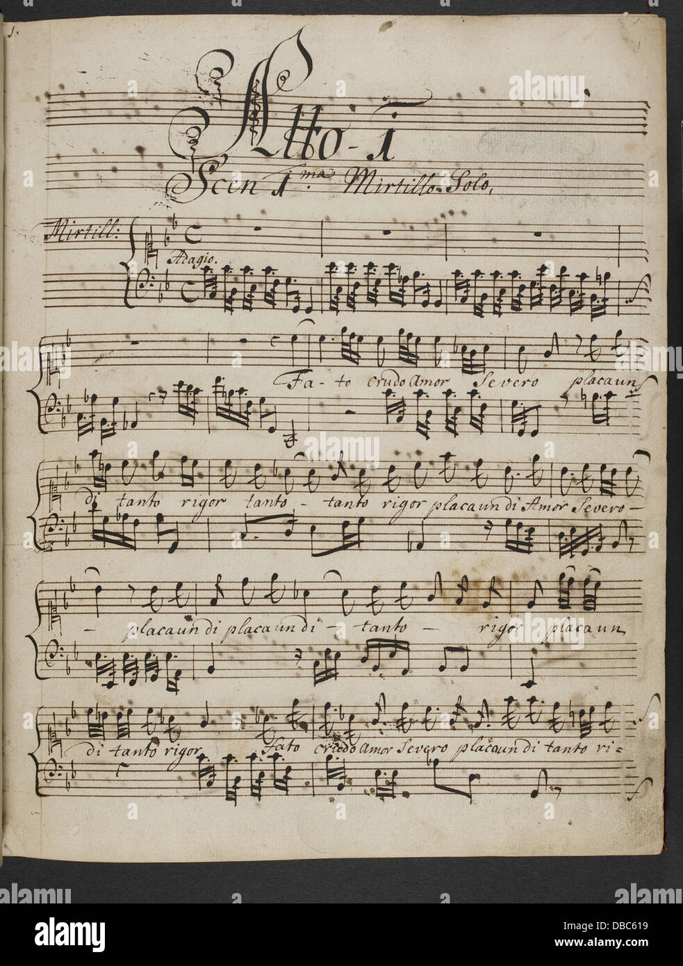 George Frederick Handel - Il pastor fido. (BL R.M.19.e.4 f. 1r) Banque D'Images