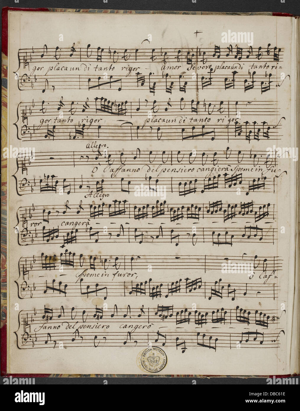 George Frederick Handel - Il pastor fido. (BL R.M.19.e.4 f. 1v) Banque D'Images