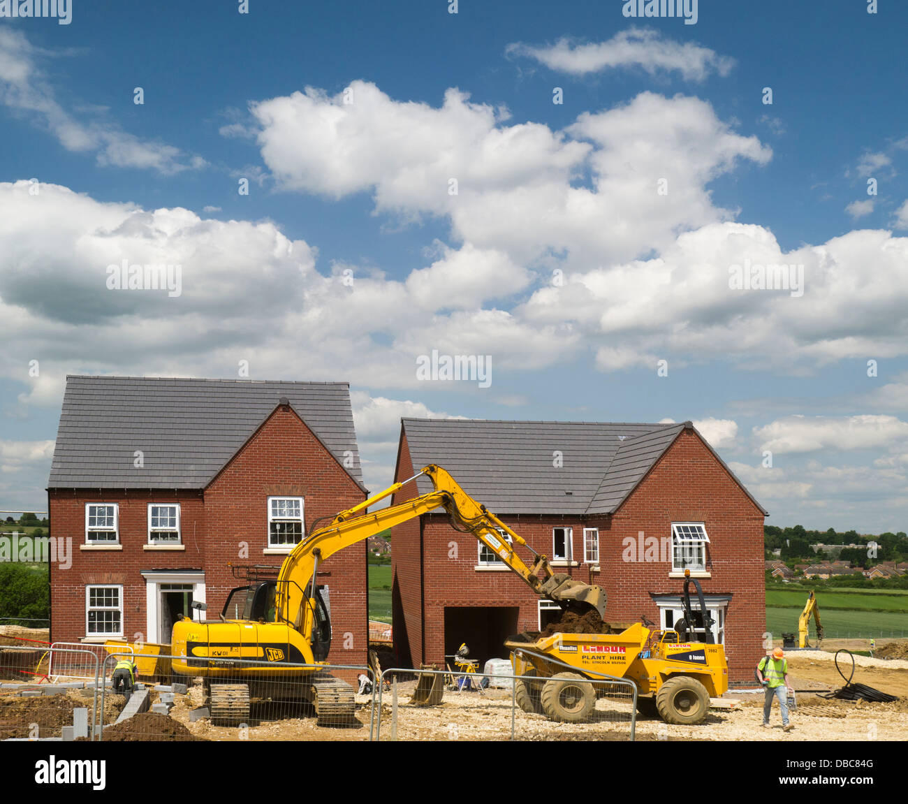 Construction de maisons individuelles, Grantham, Lincolnshire, Angleterre, RU Banque D'Images