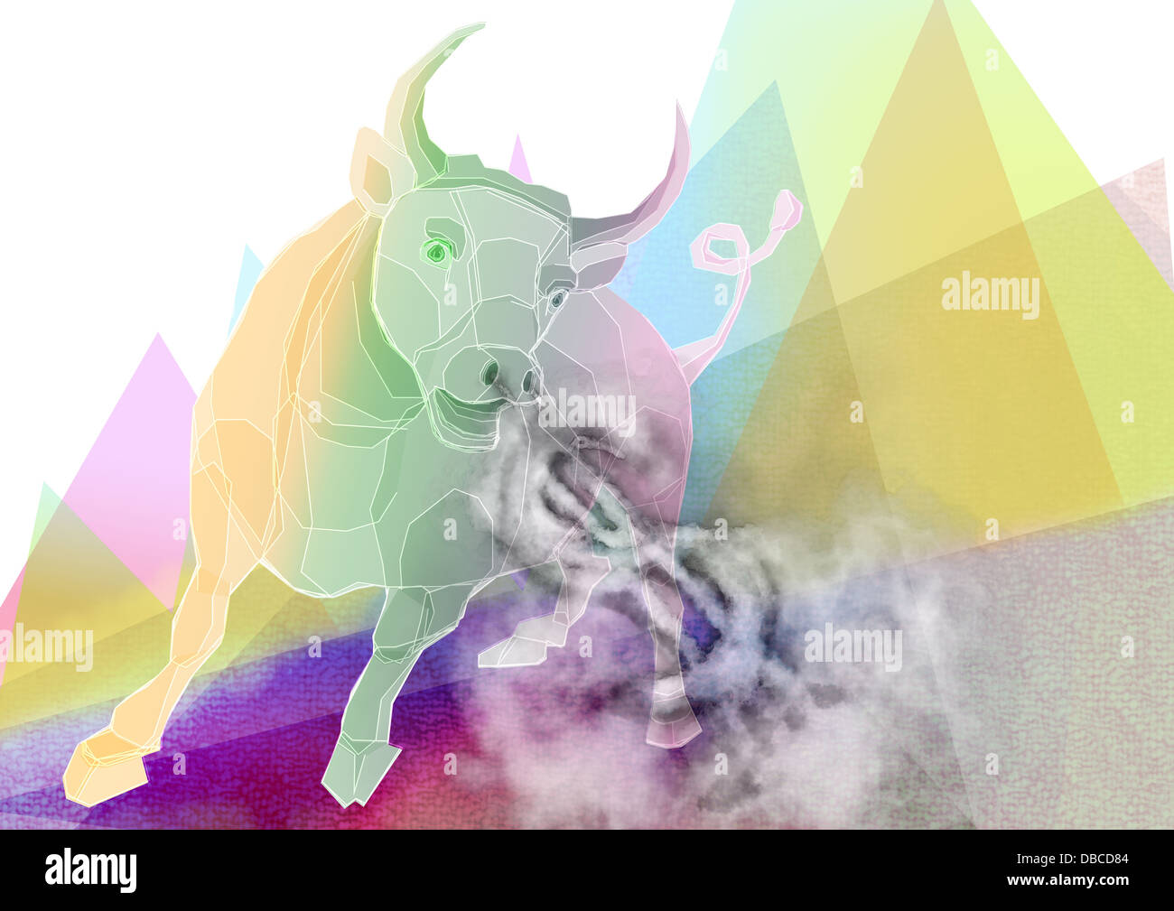 Illustration de bull avec smoky signe dollar Banque D'Images
