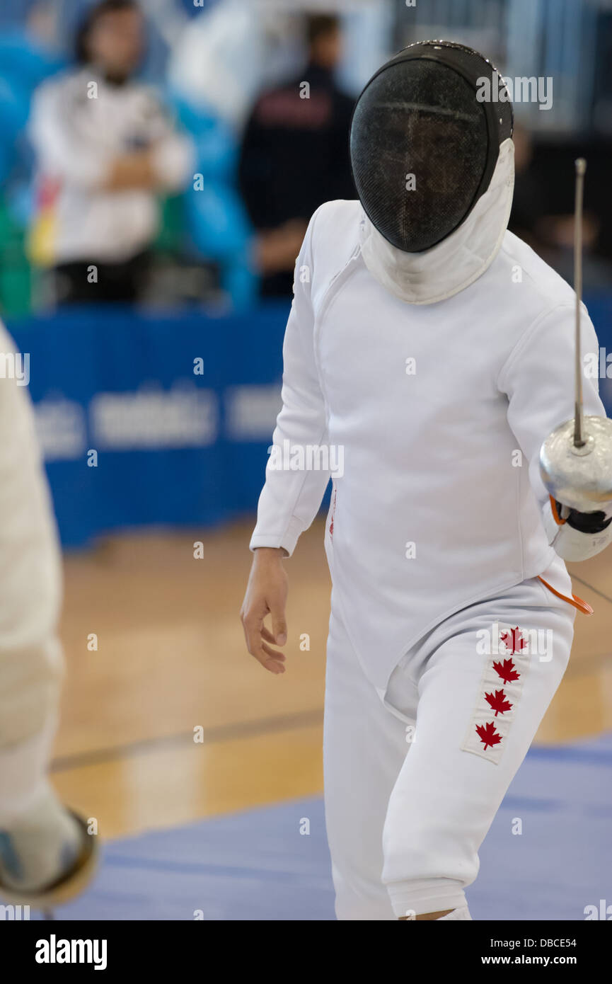 Vancouver Grand Prix de l'épée masculine 2013 à Richmond Olympic Oval. Richmond (Colombie-Britannique) Canada Banque D'Images