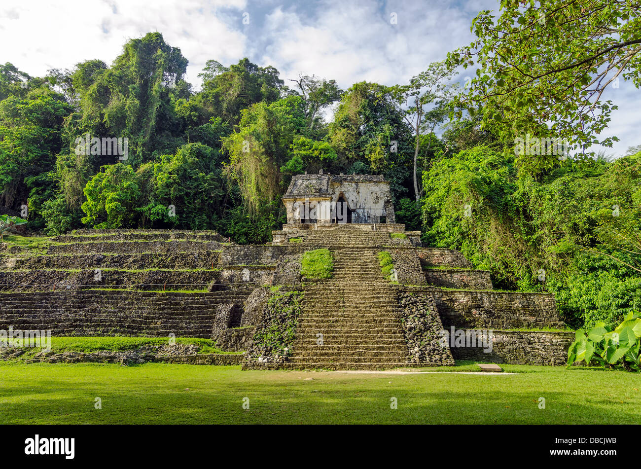 Temple maya dans les ruines de Palenque au Chiapas, Mexique Banque D'Images