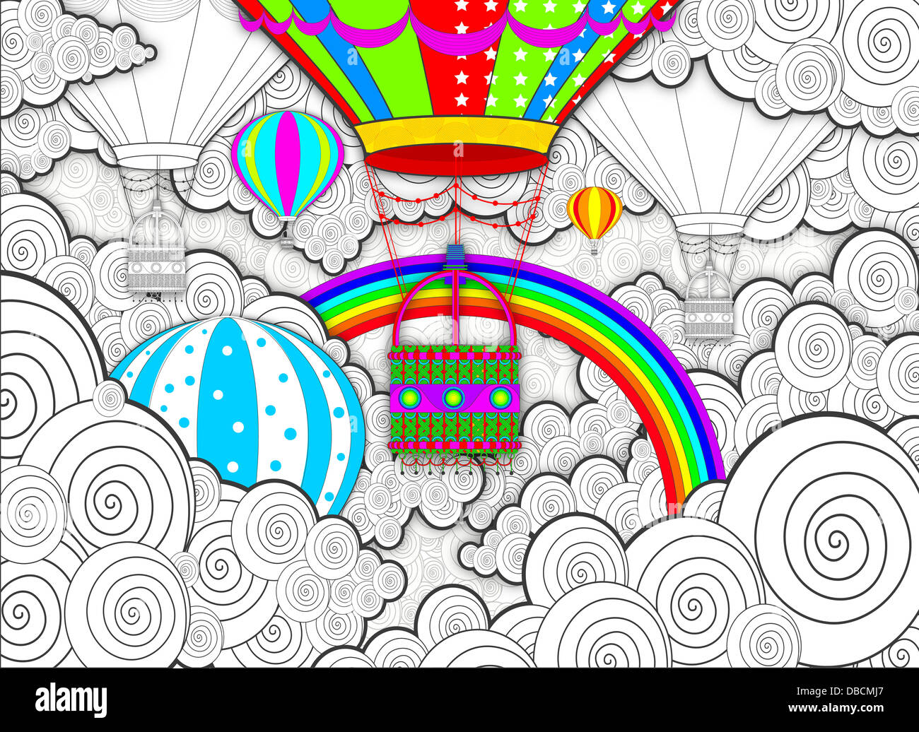 Illustration du festival de montgolfières Banque D'Images