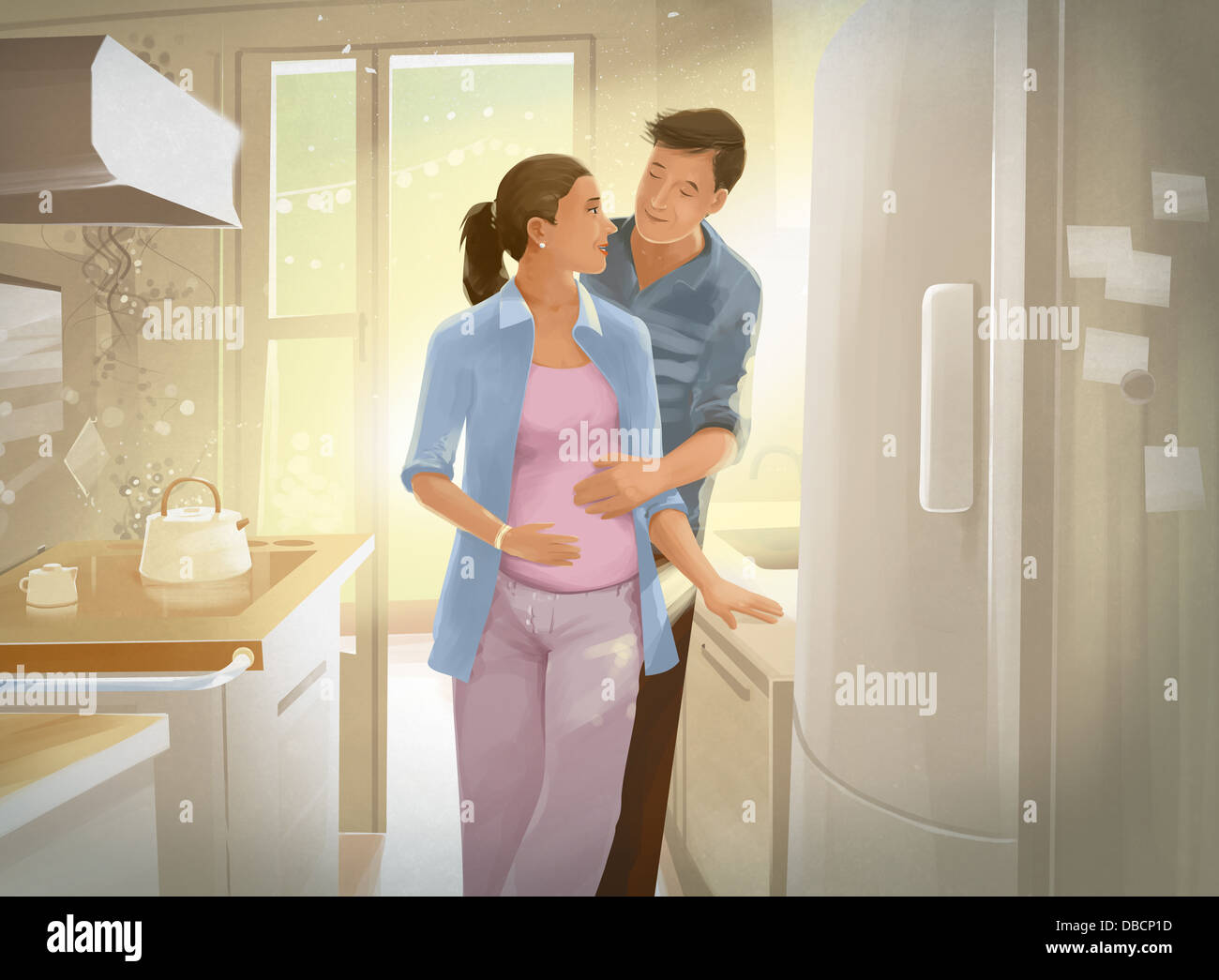 Illustration d'un nouveau couple expecting baby Banque D'Images