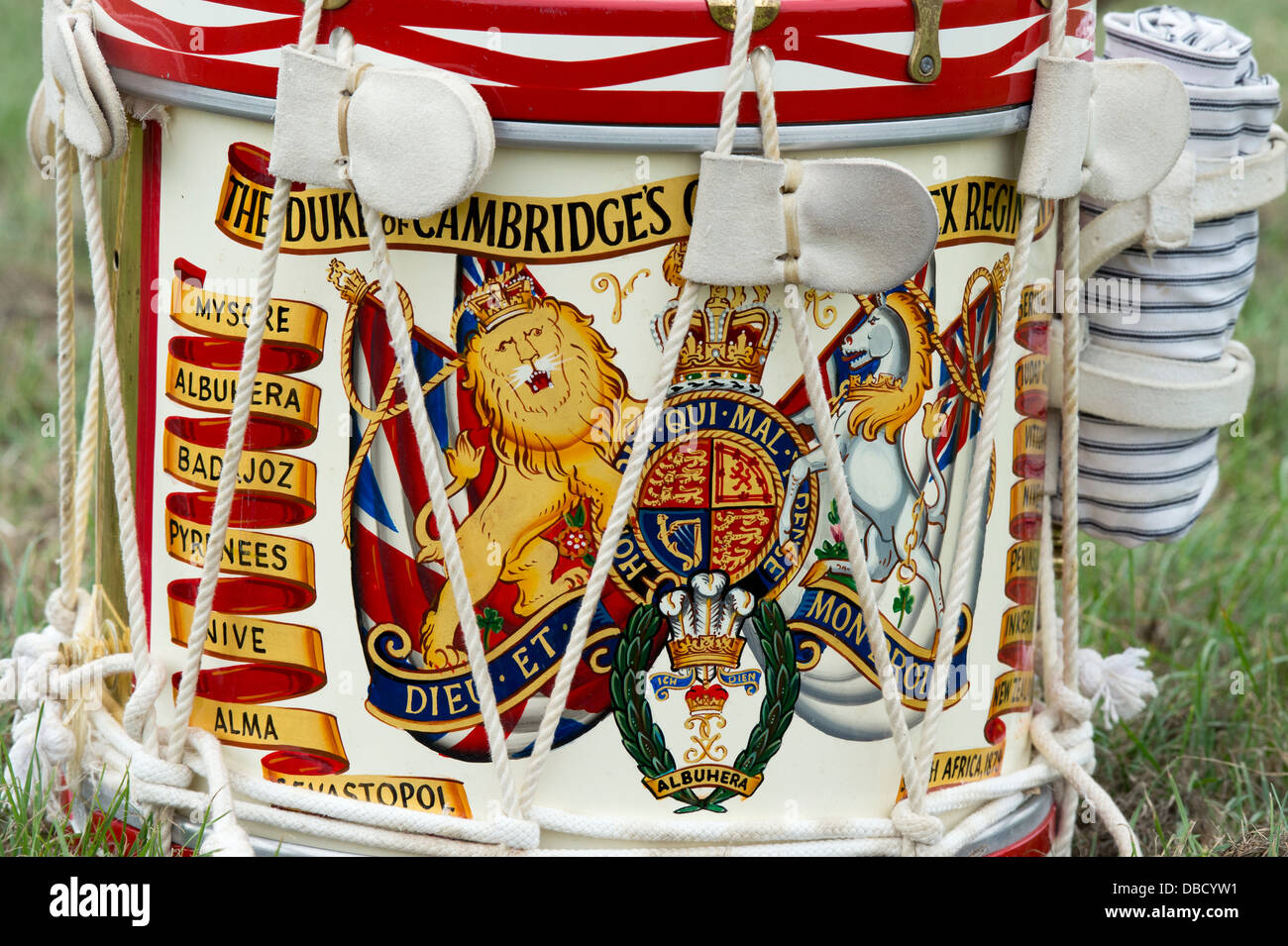 Tambour du 1er bataillon du Middlesex Regiment Re-enactment Group Banque D'Images