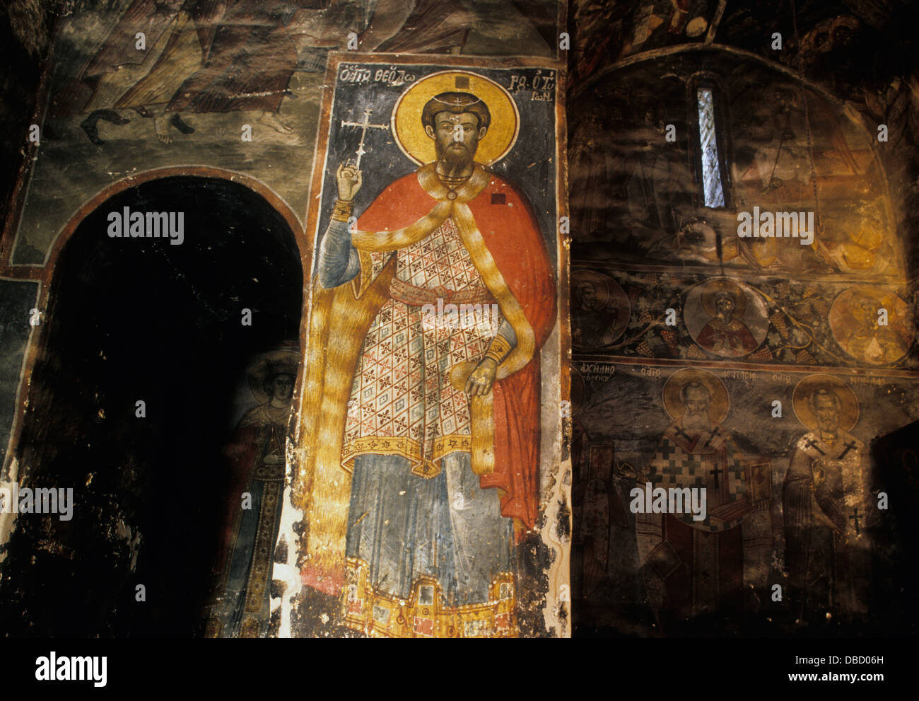 Ayios Yermanos Agios Germanos ou dans le Parc National de Prespa, dans le nord-ouest de la Macédoine, la Grèce. Banque D'Images