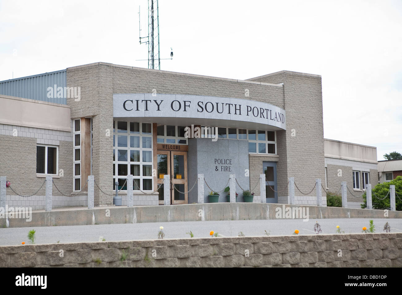 La station de police et d'incendie est photographié de South Portland, Maine Banque D'Images