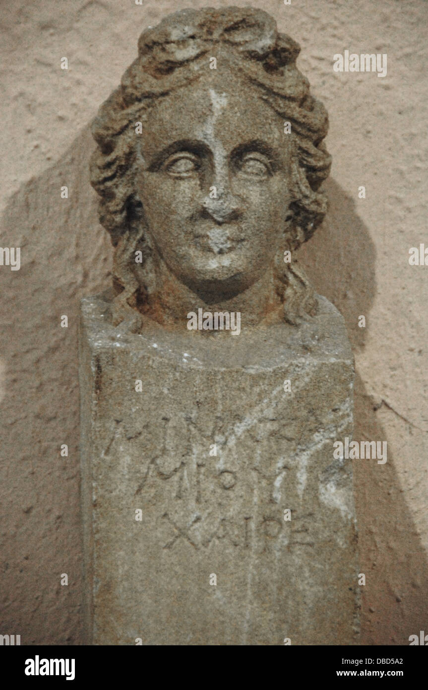 Buste d'Hermès. 3ème siècle avant J.-C.. La sculpture de Gjyral (Elbasan). Musée Archéologique National. Tirana. L'Albanie. Banque D'Images
