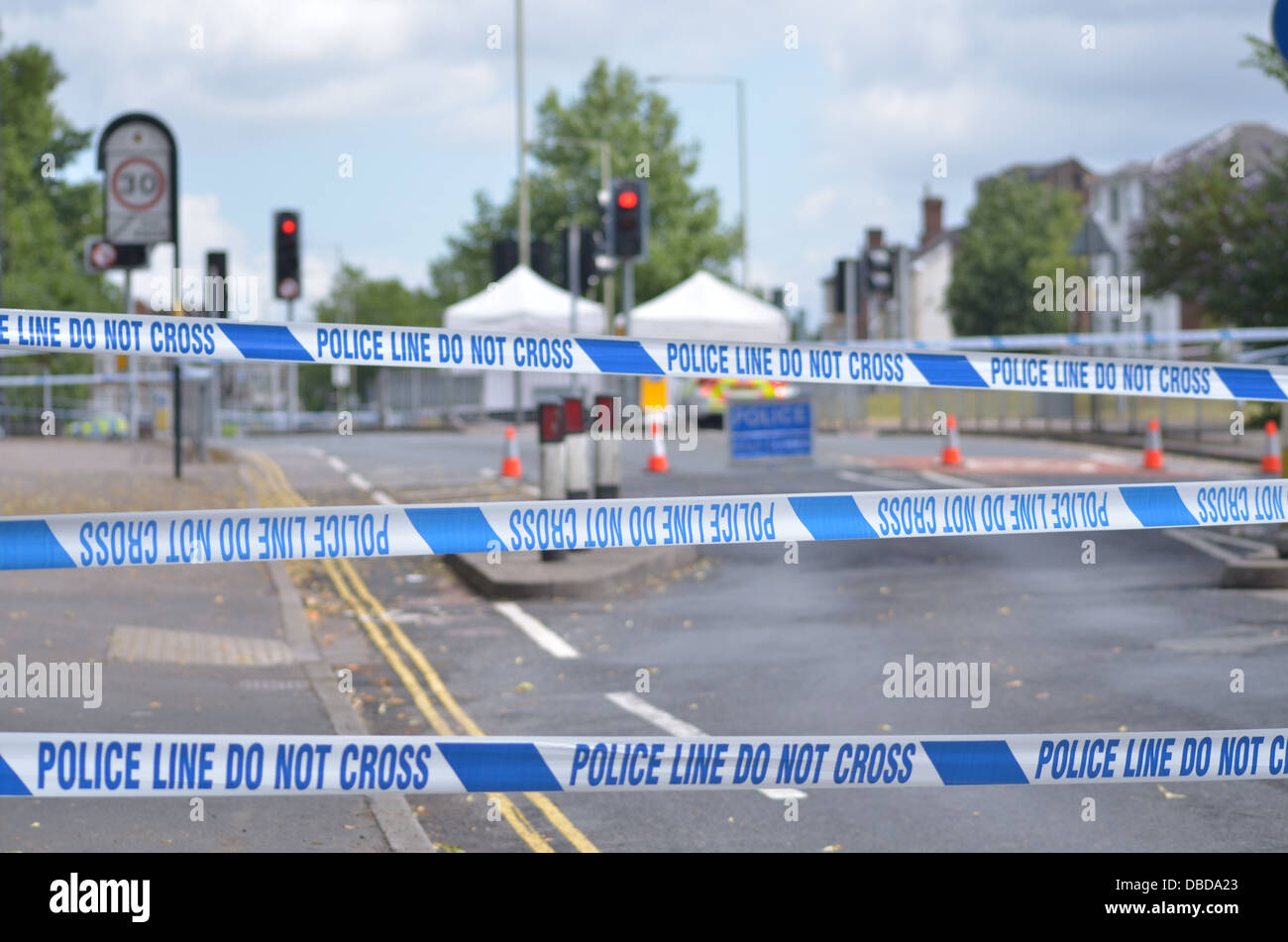 Park Road, Gloucester, meurtre, 27/8/13, Fatal de couteau, Crime Scene Banque D'Images