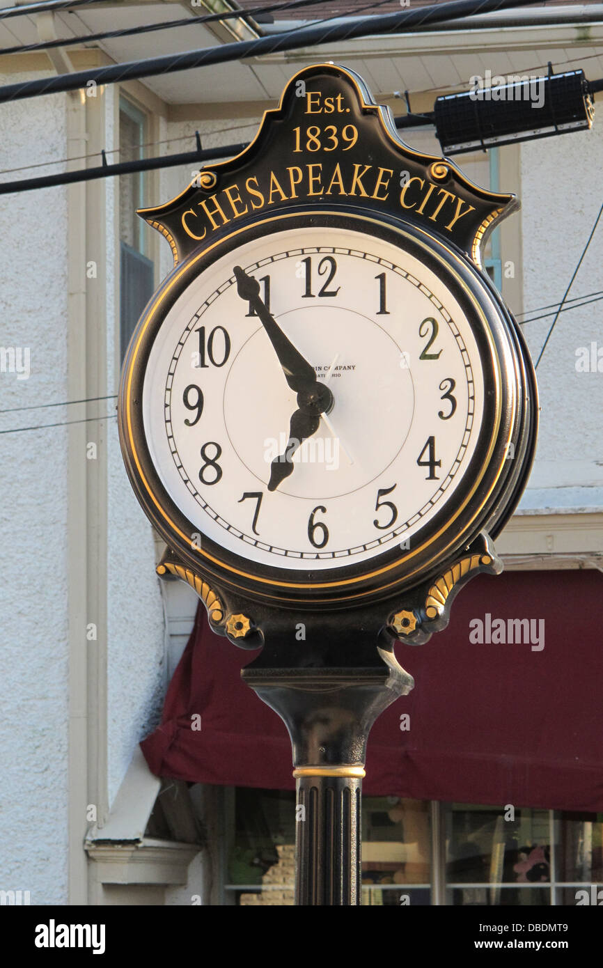 L'horloge de la rue dans la ville de Chesapeake, Maryland. Banque D'Images