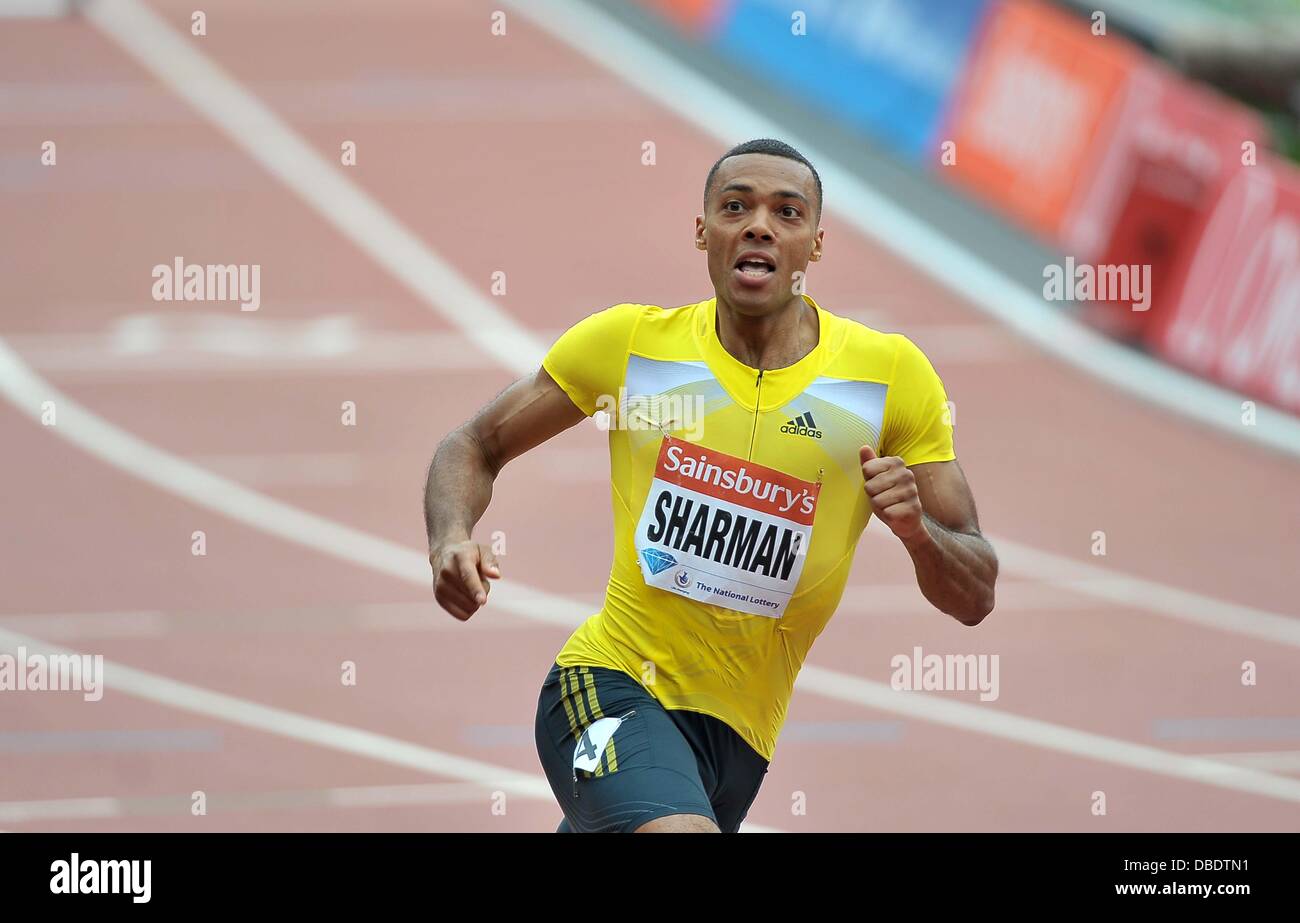 Londres, Royaume-Uni. 27 juillet, 2013. William Sharman (GBR) célèbre l'entrée 2e avec un PB. Sainsburys Anniversaire Jeux. Ligue de diamant de l'IAAF. Stade olympique. Queen Elizabeth Olympic Park. Stratford. Londres. UK. 27/07/2013. Credit : Sport en images/Alamy Live News Banque D'Images