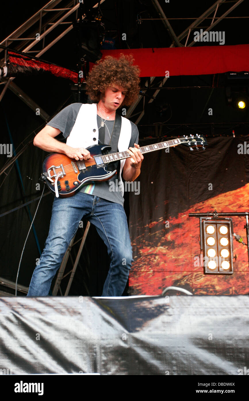 Andrew Stockdale, chanteur du groupe de rock australien Wolfmother au Big Day Out Festival, Sydney Showground, Sydney, Australie. Banque D'Images