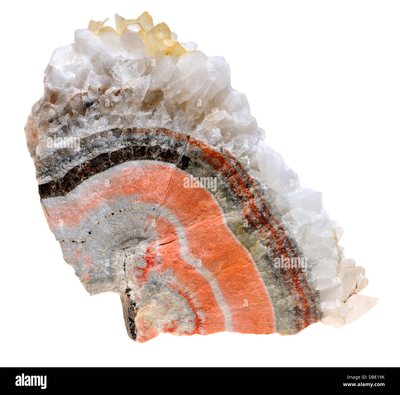 Dennis Jacobi bagués (Célestin) Sulfate de strontium, de sphalérite et de cristaux de calcite Banque D'Images