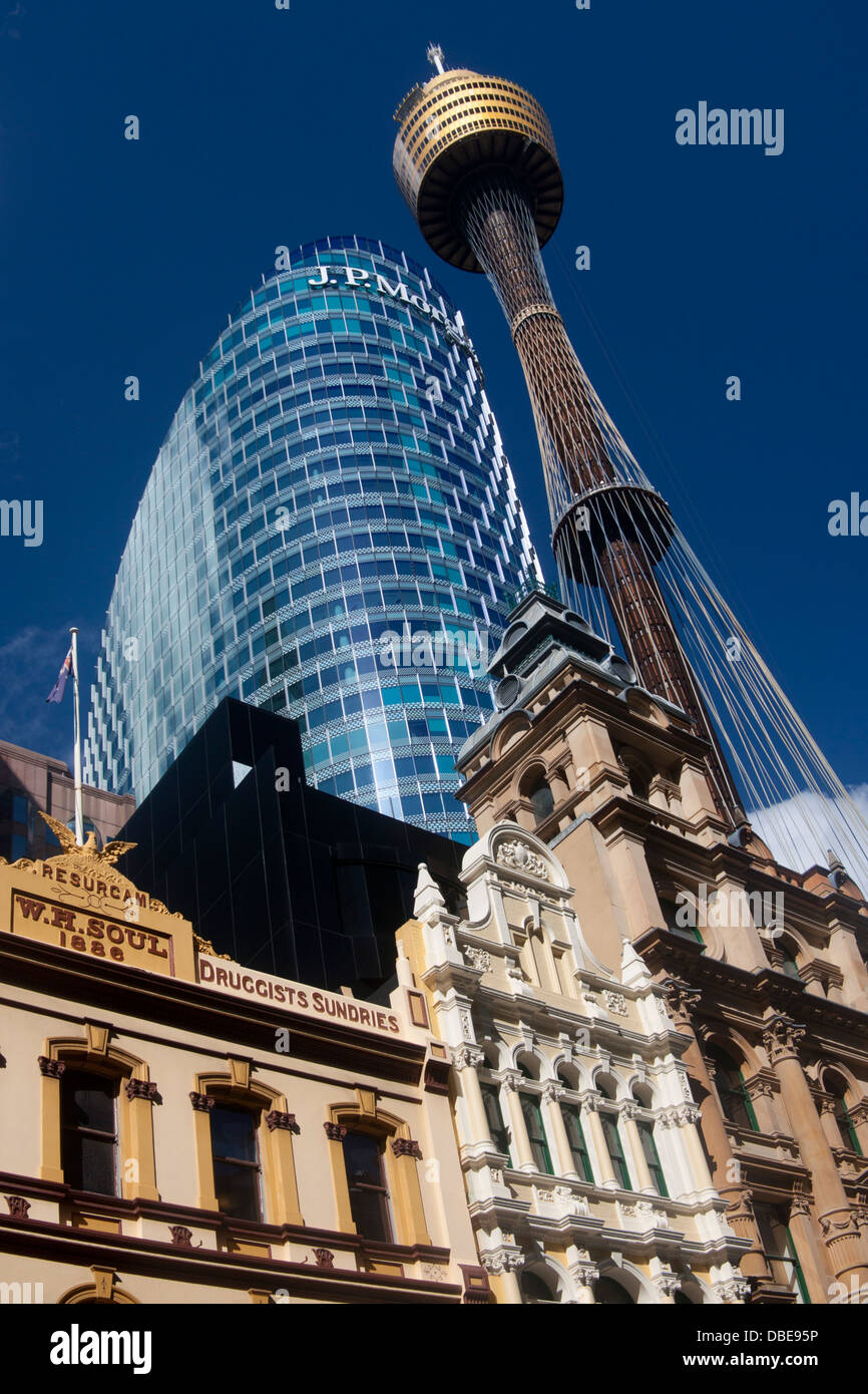 Sydney Tower JP Morgan et WH Âme Pharmacien victorien du xixe siècle la construction et l'architecture contemporaine en Australie Banque D'Images