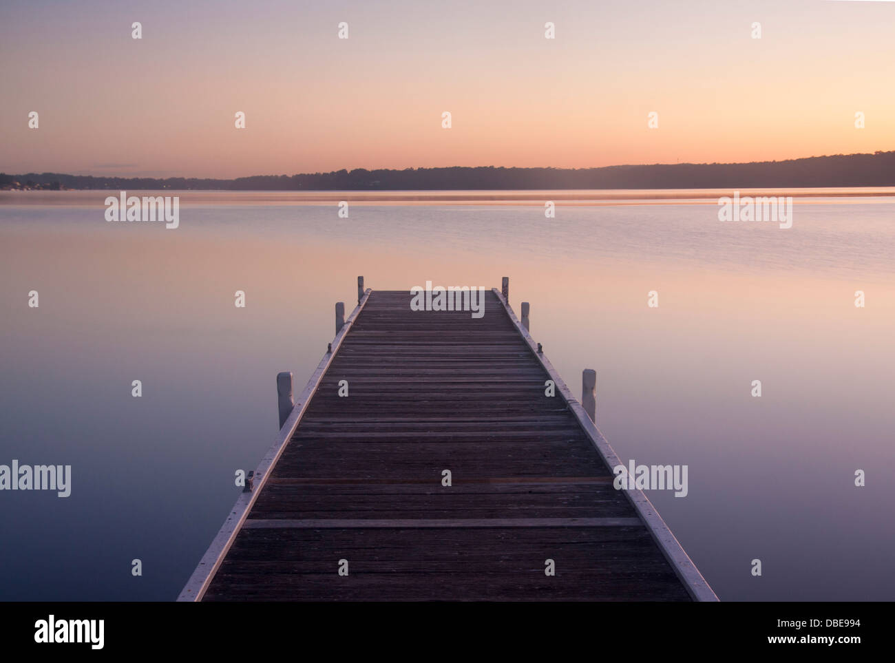 Jetée de Warners Bay at sunset Lake Macquarie NSW Australie Nouvelle Galles du Sud Banque D'Images