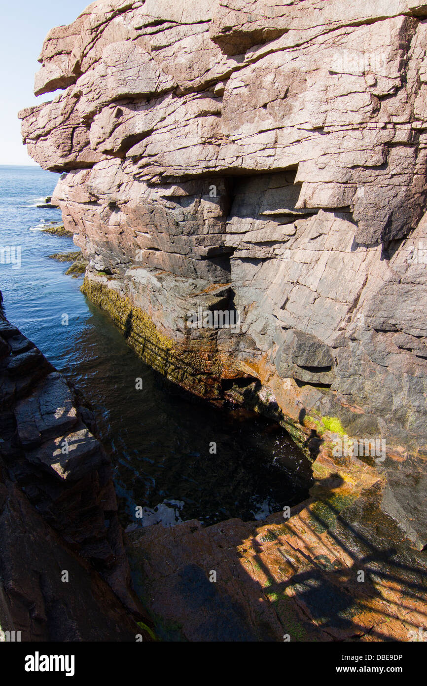 Thunder hole en Acadie, Park Loop Road, l'Acadia National Park, Maine Banque D'Images