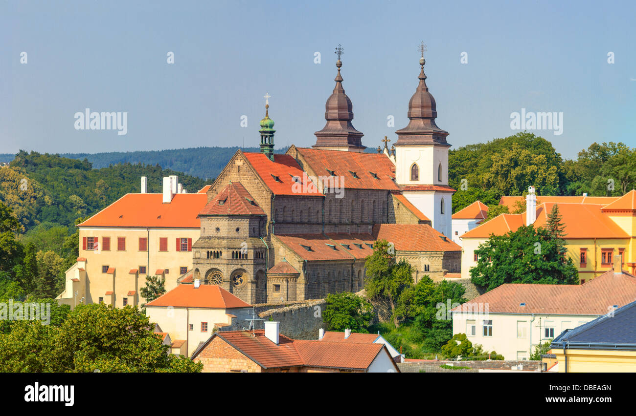 Trebic, ancien monastère et basilique Saint Procopus (site du patrimoine mondial de l'UNESCO), République Tchèque Banque D'Images