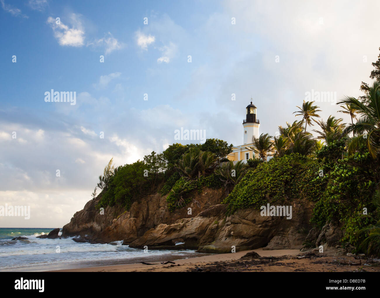 Phare de Punta Tuna en fin d'après-midi, lumière, Puerto Rico. Banque D'Images