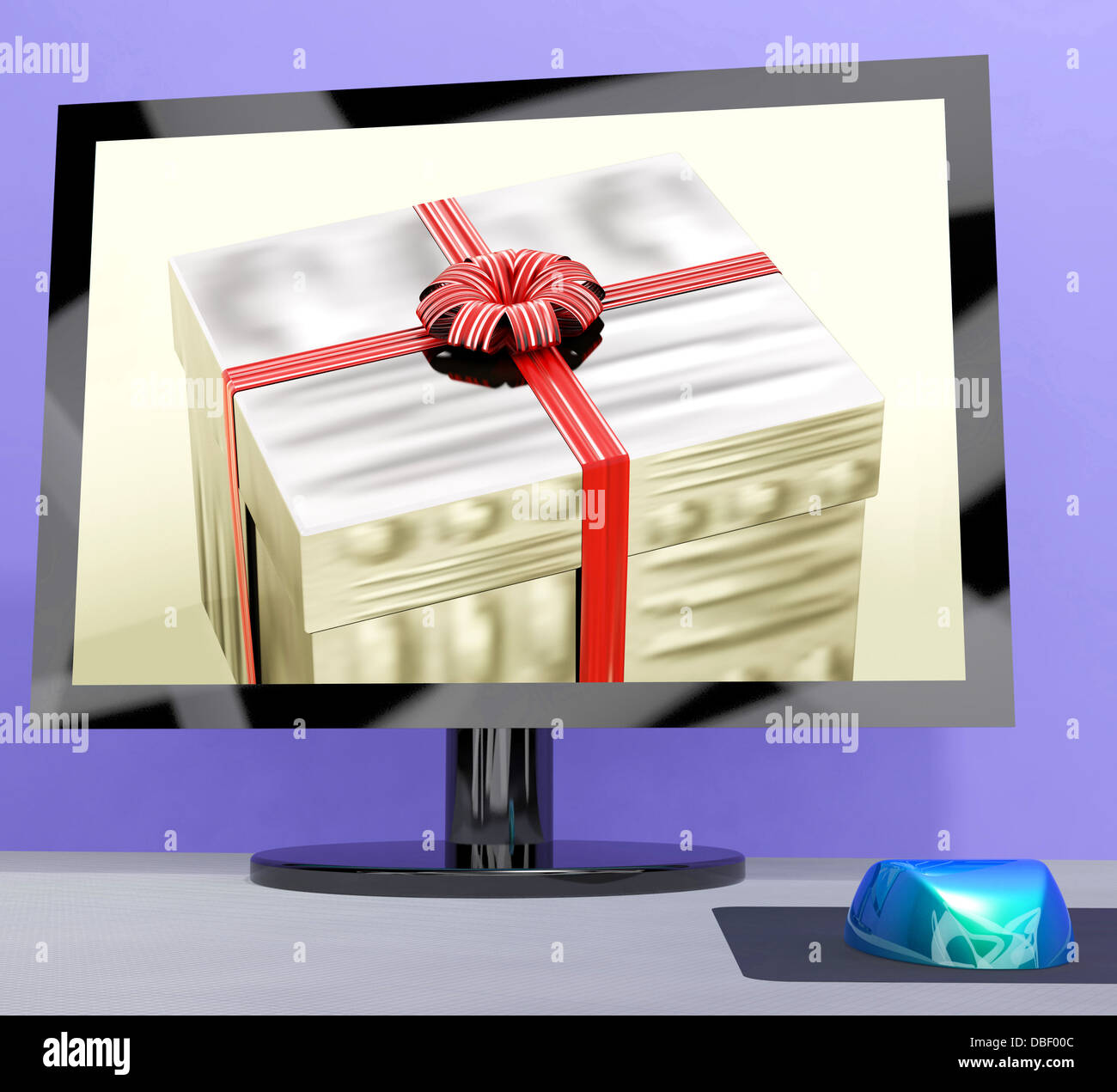 Achat cadeaux en ligne Message d'ordinateur ou Banque D'Images