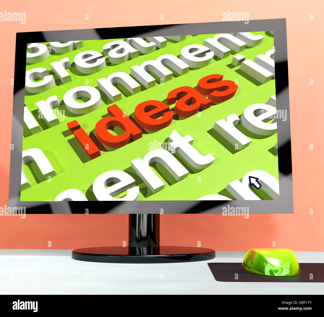 Les idées essentiels sur l'écran de l'ordinateur montrant la créativité Banque D'Images
