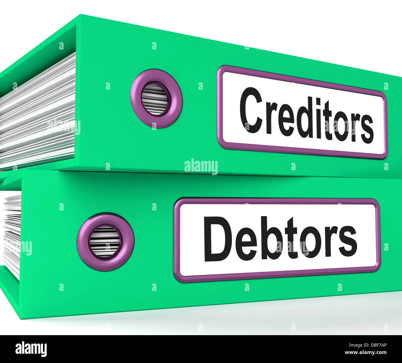 Les débiteurs créanciers montre les fichiers de prêts et d'emprunts Banque D'Images