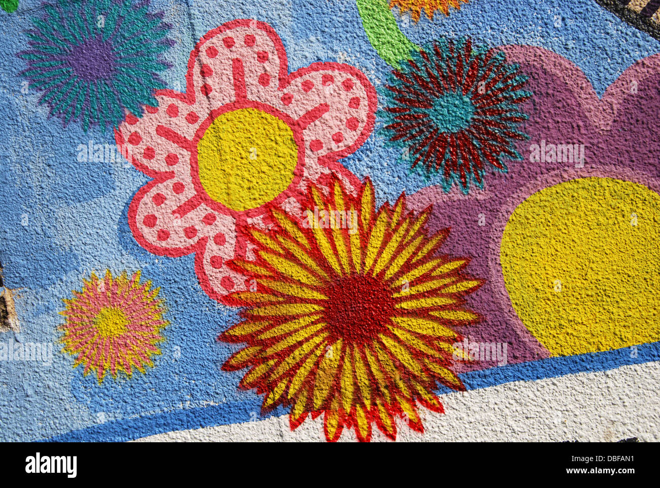 Graffiti floral Glastonbury, Royaume-Uni Banque D'Images