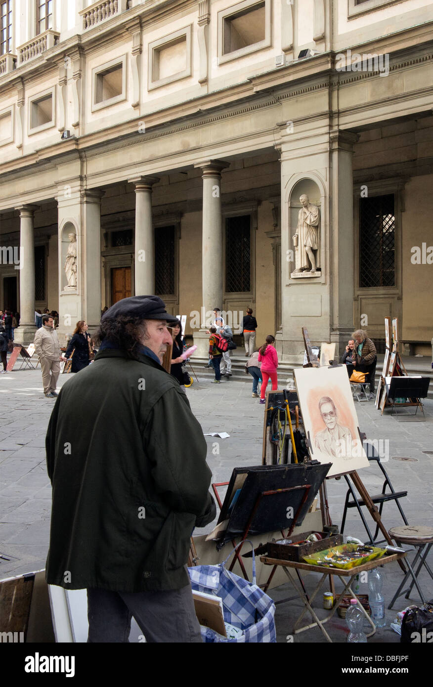 Peintre de la rue Galeries Uffizi Florence Italie Banque D'Images