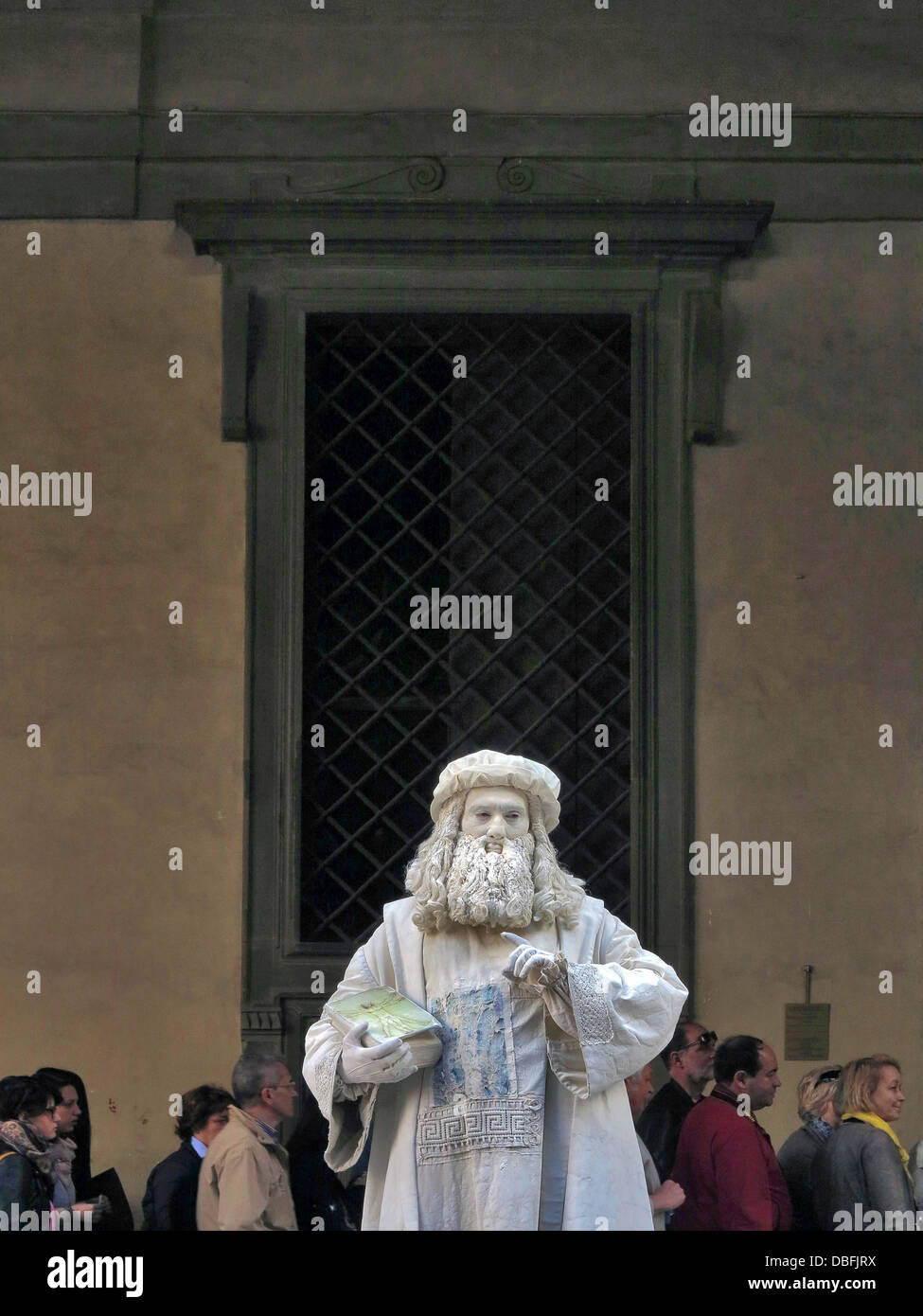 Sur la file d'Uffizi et artiste de rue pour Florence Italie Banque D'Images