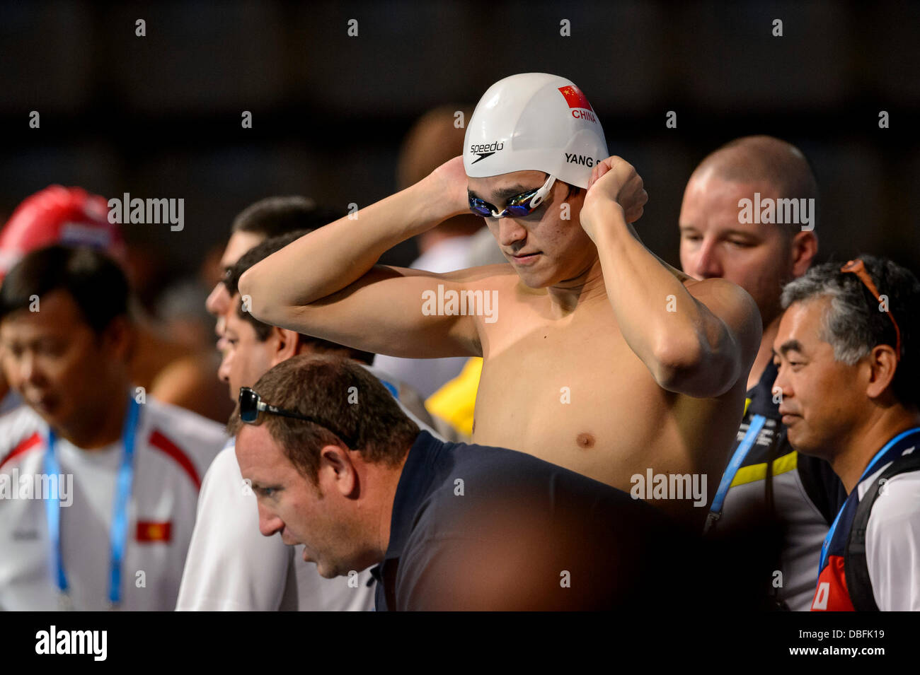 Barcelone, Espagne. 30 juillet, 2013. La Chine de Sun Yang (CHN) trains avant la natation tours préliminaires le jour 11 de la FINA 2013, au Palau Sant Jordi. Credit : Action Plus Sport/Alamy Live News Banque D'Images