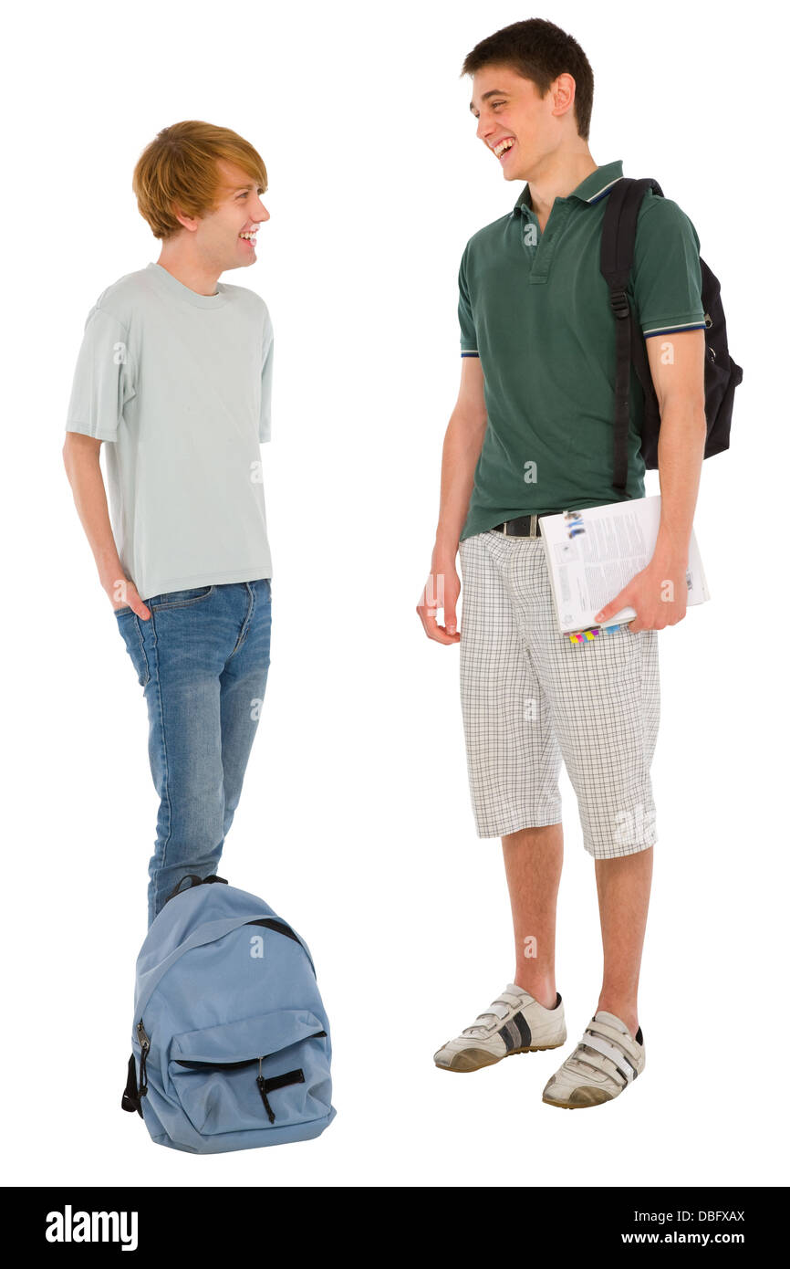 Étudiants adolescents avec sac à dos et livres Banque D'Images